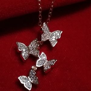 925Silver w/ Rose Gold Plated Floating Butterflies